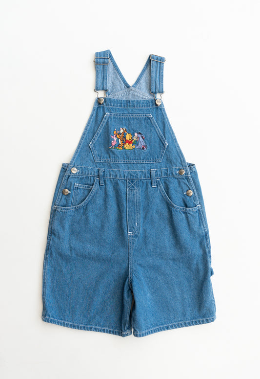 80s Disney Winnie The Pooh Embroidered Denim Shortalls, Size 12 Years